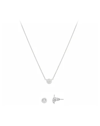 Set de colier si cercei cu cristale, Argintiu