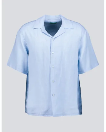Camsa regular-fit din in, Albastru pastel