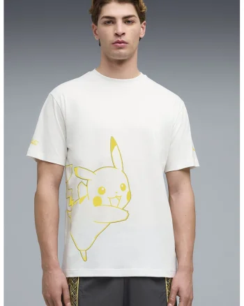 Tricou relaxed fit cu tematica Pokemon, Alb optic