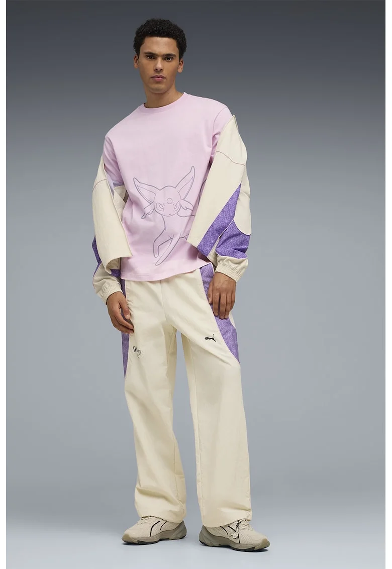 Tricou relaxed fit cu tematica Pokemon, Roz pastel