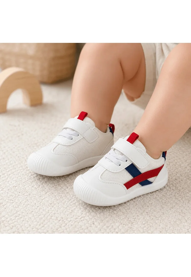 Pantofi sport primii pasi,  Talpa flexibila si antiderapanta, Inchidere Velcro, Rosu
