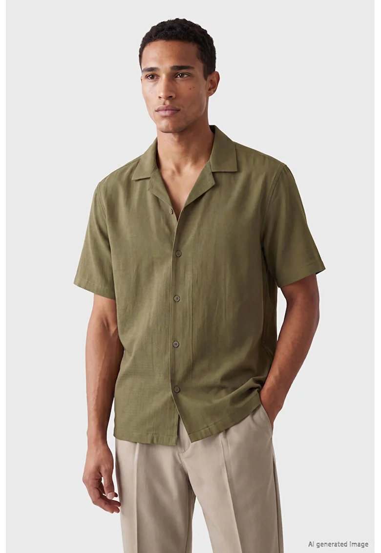 Camasa regular-fit din bumbac, Verde stins