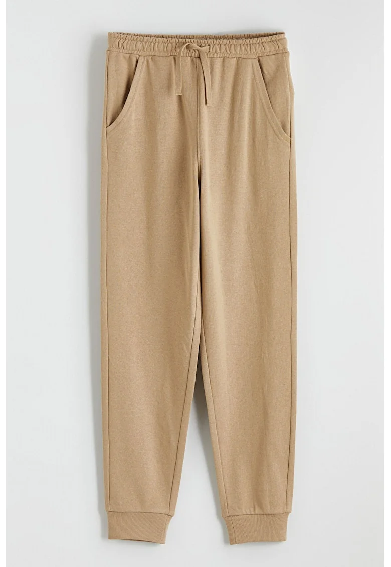 Pantaloni de trening cu croiala regular-fit si model uni, Maro camel