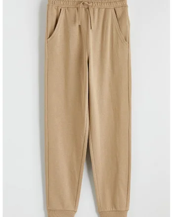 Pantaloni de trening cu croiala regular-fit si model uni, Maro camel