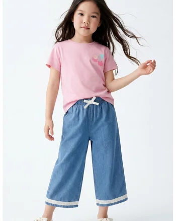 Pantaloni din denim cu croiala ampla, Albastru stins