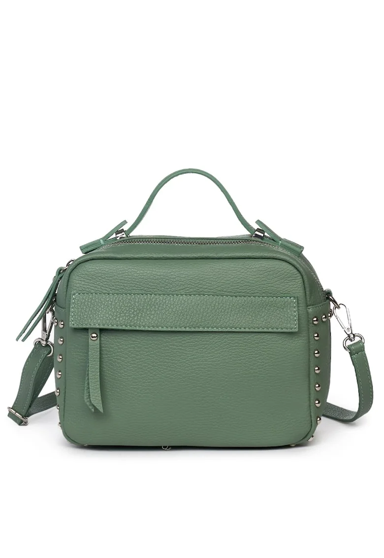 Poseta dama din piele naturala Cora verde fistic, 18x24x12cm