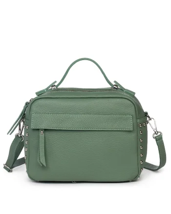 Poseta dama din piele naturala Cora verde fistic, 18x24x12cm