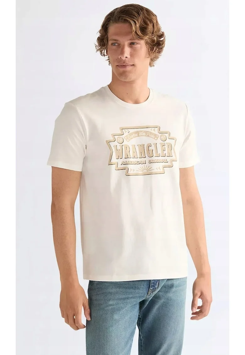 Tricou barbati  alb, bumbac, maneca scurta, regular fit