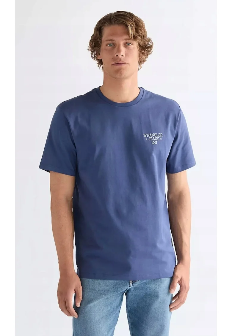 Tricou barbati,  imprimeu motor, albastru, bumbac