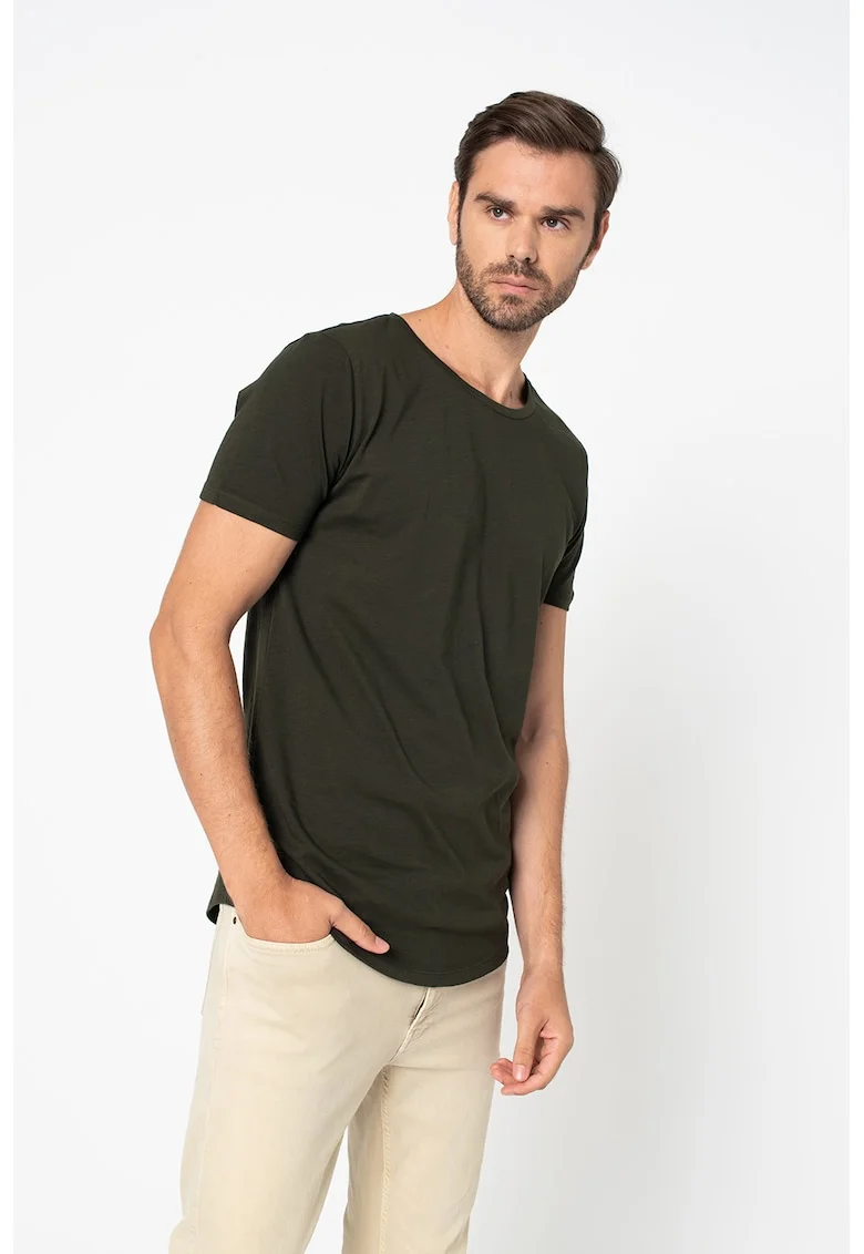 Tricou regular fit de jerseu, Verde inchis