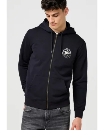 Hanorac barbati,  GRAPHIC ZIP HOODIE, regular fit, negru, bumbac
