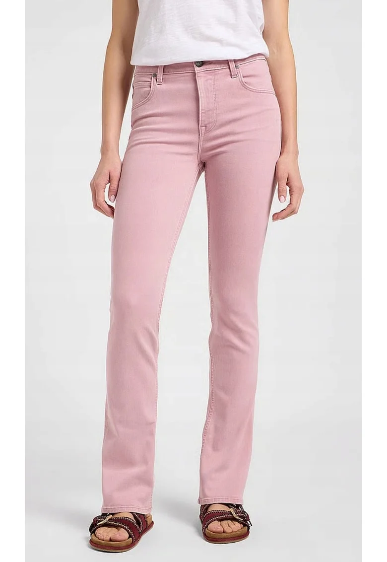 Pantaloni dama  Breese Boot, evazati, roz, bumbac elastic