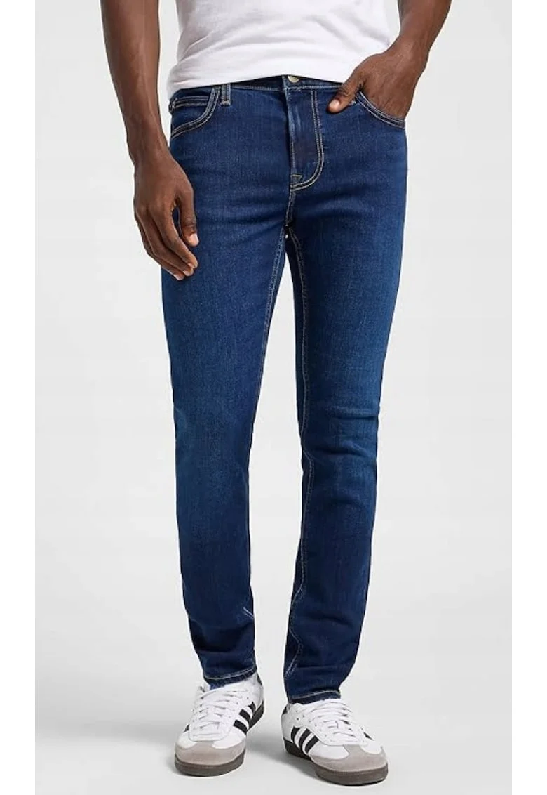 Blugi barbatesti  Malone skinny, bleumarin, elastici, talie medie, bumbac
