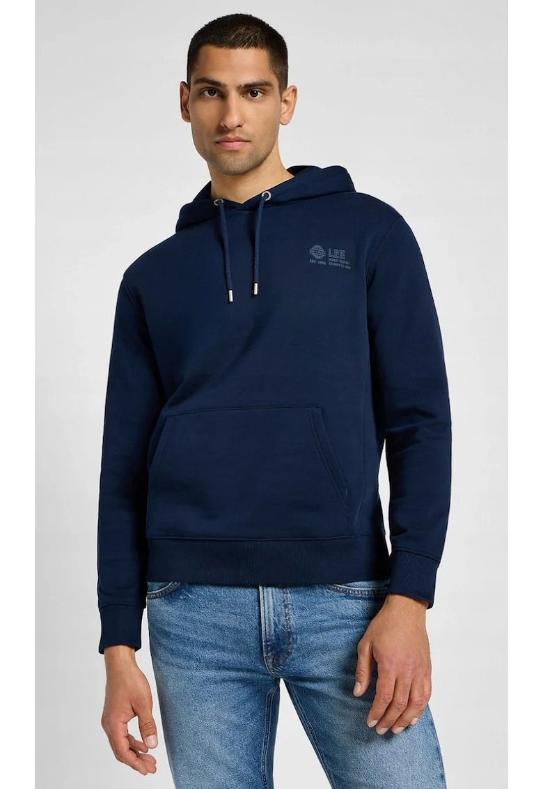 Hanorac barbati,  cangur, regular fit, albastru, bumbac