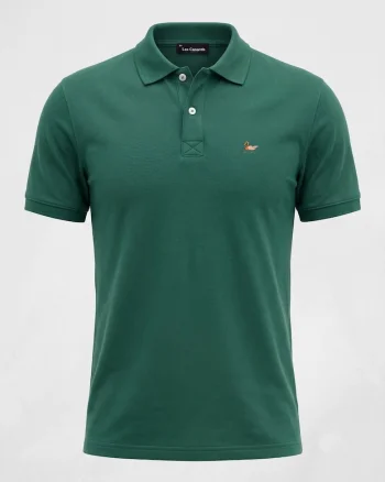 Tricou cu guler si inchidere cu doi nasturi, regular fit, Verde