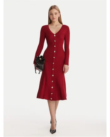 Rochie tricotata,  rosie, 59% viscoza