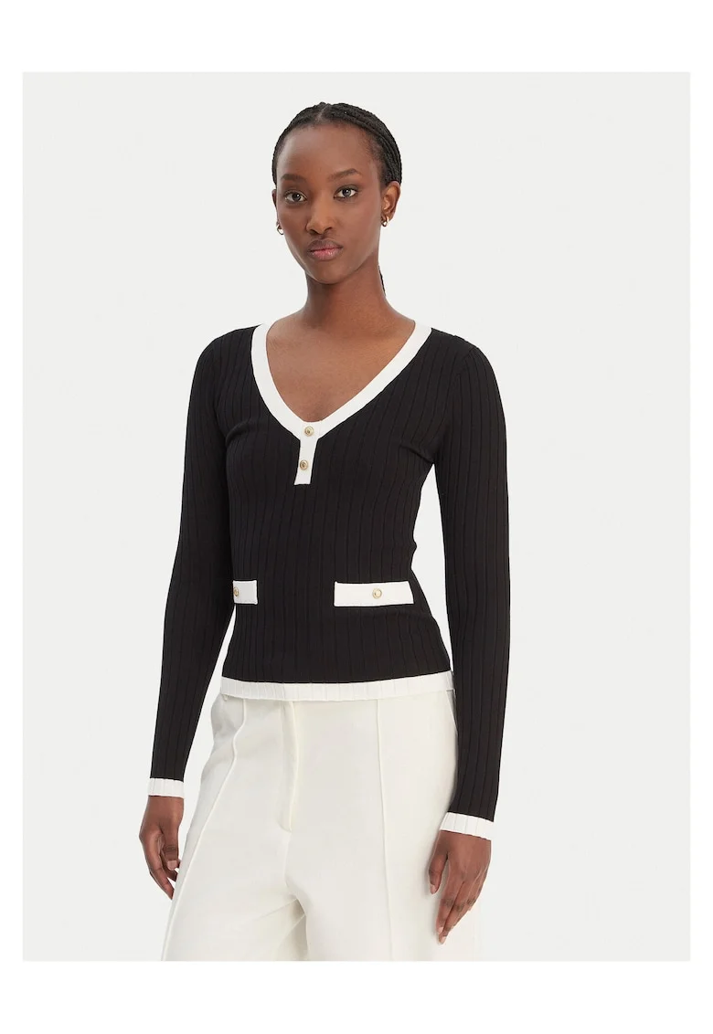 Pulover dama,  negru, 58% viscoza, 23% poliester