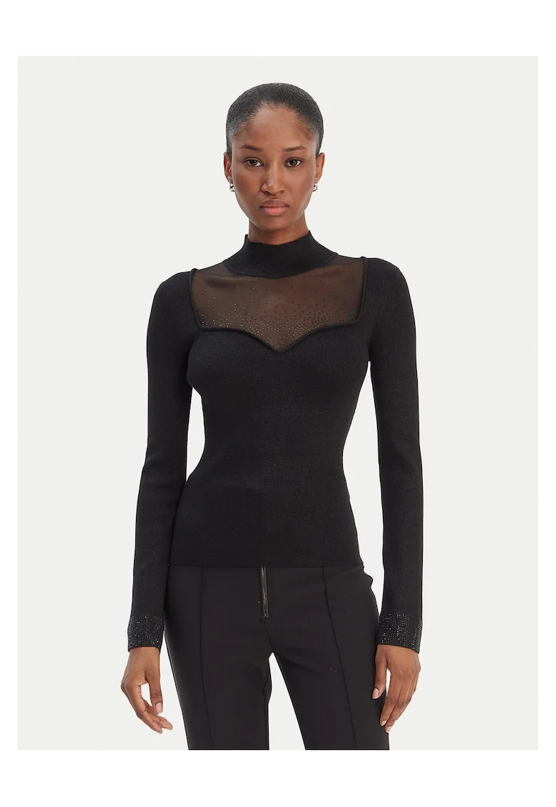 Pulover dama,  negru, 59% viscoza, 34% poliester