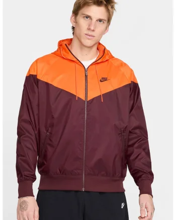 Jacheta cu gluga si aspect contrastant Windrunner, Visiniu/Portocaliu