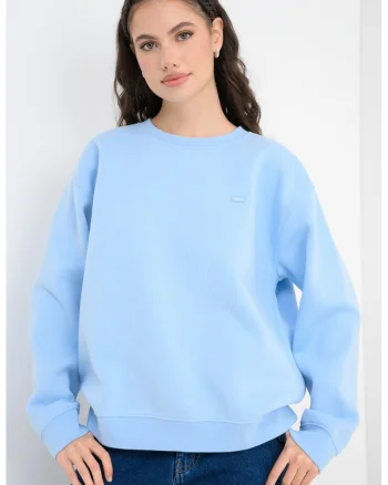 Bluza de trening cu croiala relaxed-fit si decolteu la baza gatului, Albastru deschis