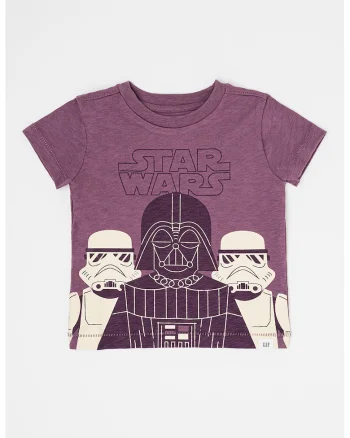 Tricou din bumbac organic cu imprimeu cu tematica Star Wars, Violet prafuit