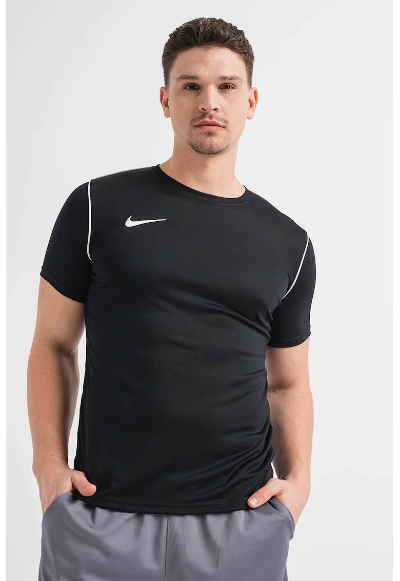 Tricou cu decolteu rotund, pentru fotbal Park 20, Alb/Negru