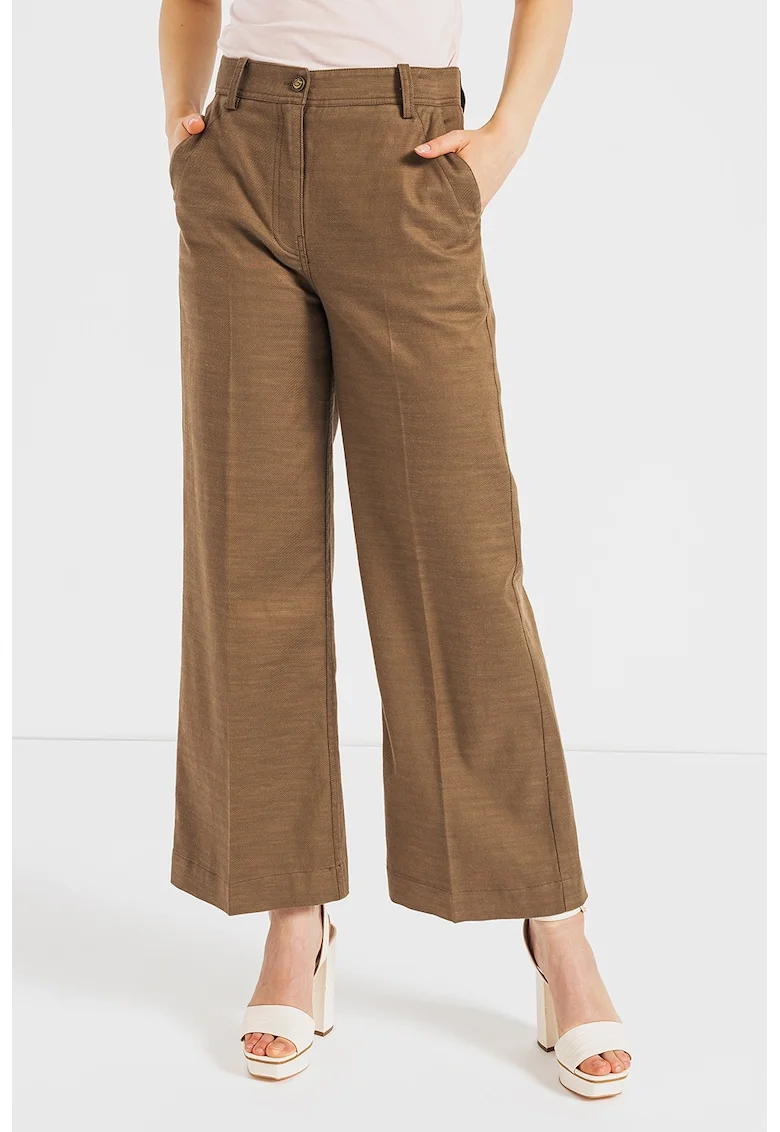 Pantaloni crop cu croiala ampla, Kaki