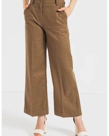 Pantaloni crop cu croiala ampla, Kaki