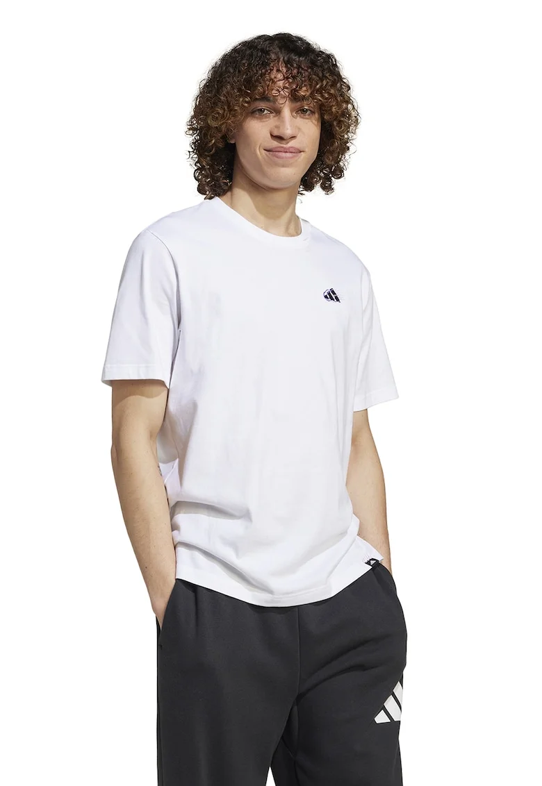 Tricou cu decolteu rotund, Alb