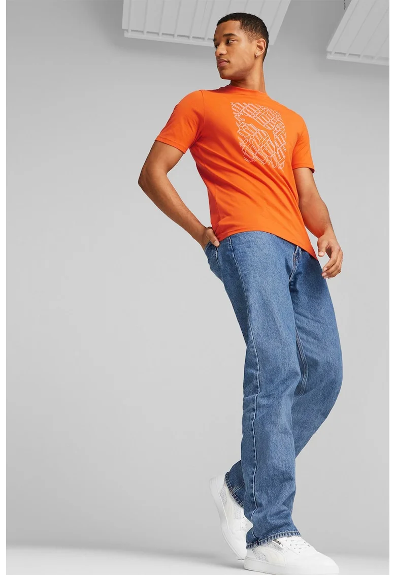 Tricou de bumbac Graphics Cat, Portocaliu mandarina