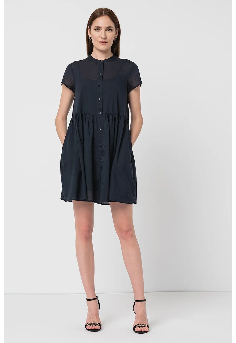 Rochie de bumbac cu nasturi, Albastru ultramarin