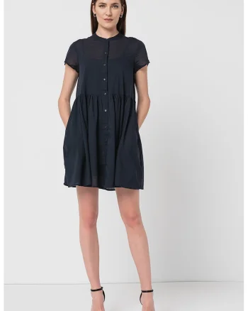 Rochie de bumbac cu nasturi, Albastru ultramarin
