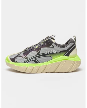 Pantofi sport Xeno Runn, Gri cenusiu/Verde lime/Gri inchis