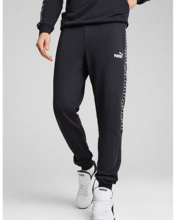Pantaloni de trening cu croiala conica si buzunare laterale, Alb/Albastru ultramarin