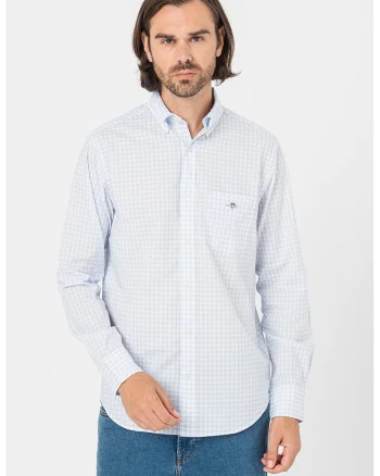 Camasa din bumbac Gingham, Alb/Albastru pastel