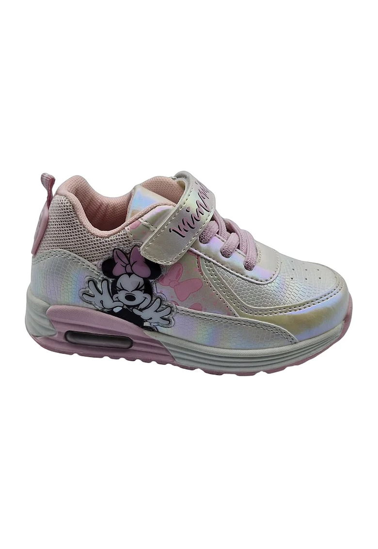 Pantofi sport de piele ecologica cu tematica Minnie Mouse, Auriu/Roz