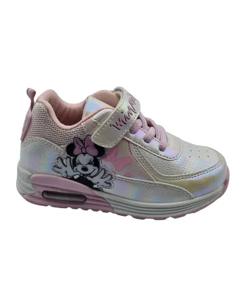 Pantofi sport de piele ecologica cu tematica Minnie Mouse, Auriu/Roz