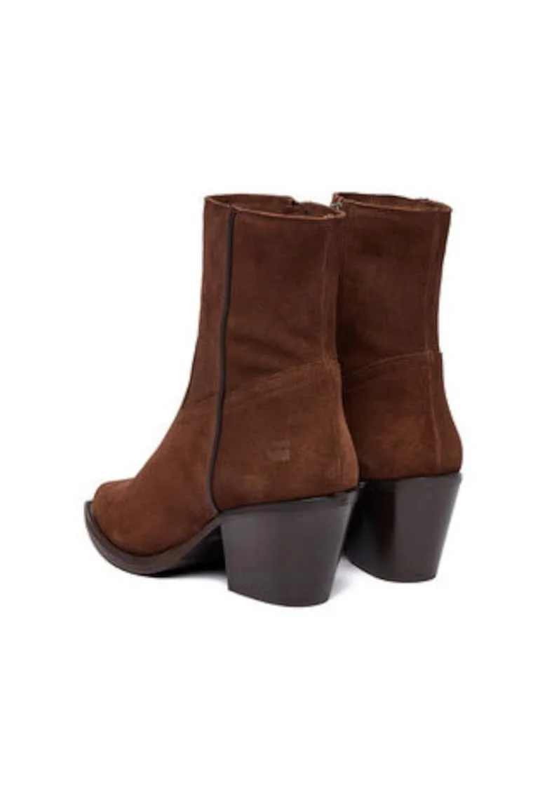 Botine dama  maro, piele naturala, cu fermoar, varf piele naturala,