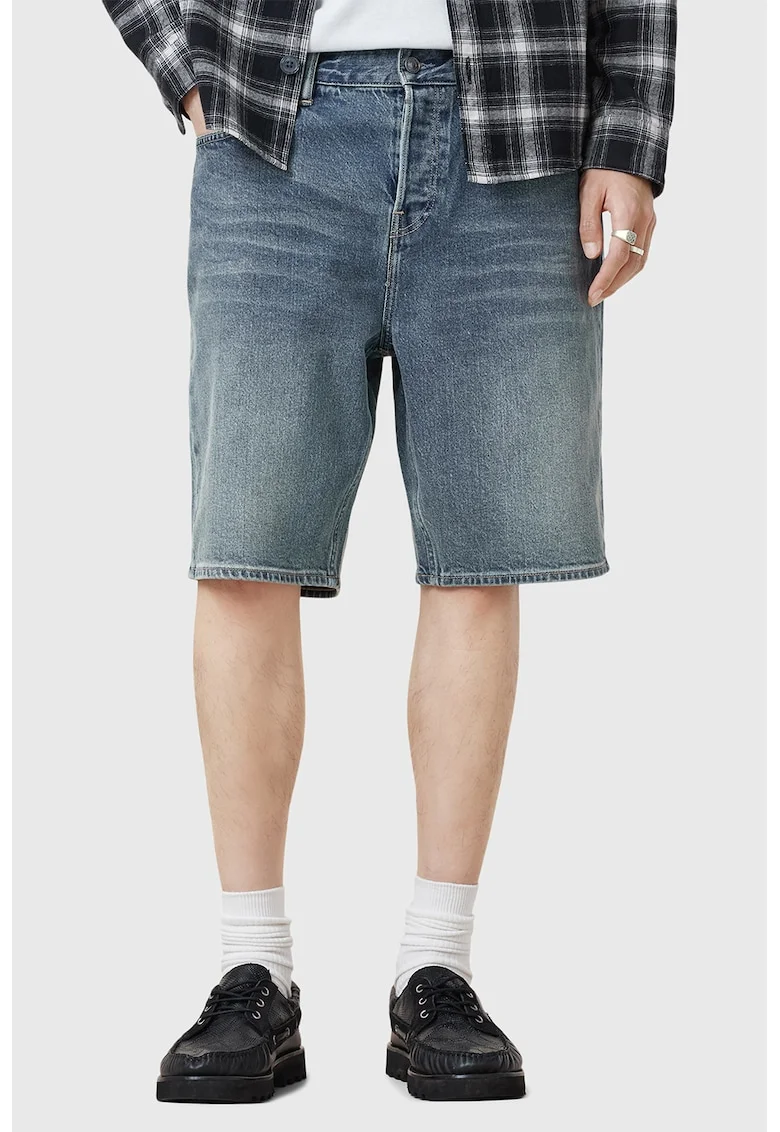 AllDaints, Blugi scurti relaxed fit Iggy, Albastru deschis melange