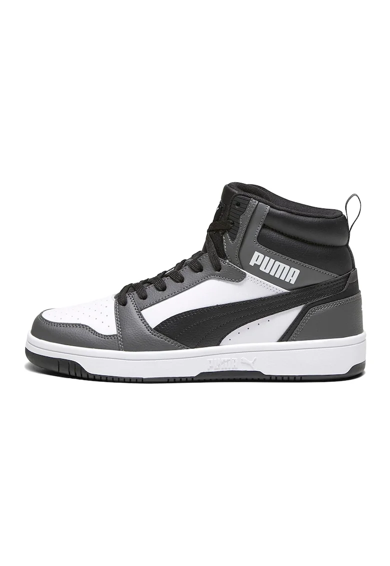 Pantofi sport mid-high din piele ecologica Rebound, Alb/Negru/Gri