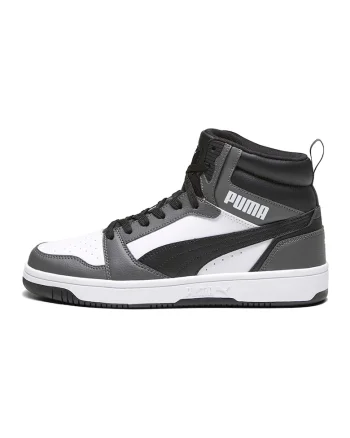 Pantofi sport mid-high din piele ecologica Rebound, Alb/Negru/Gri