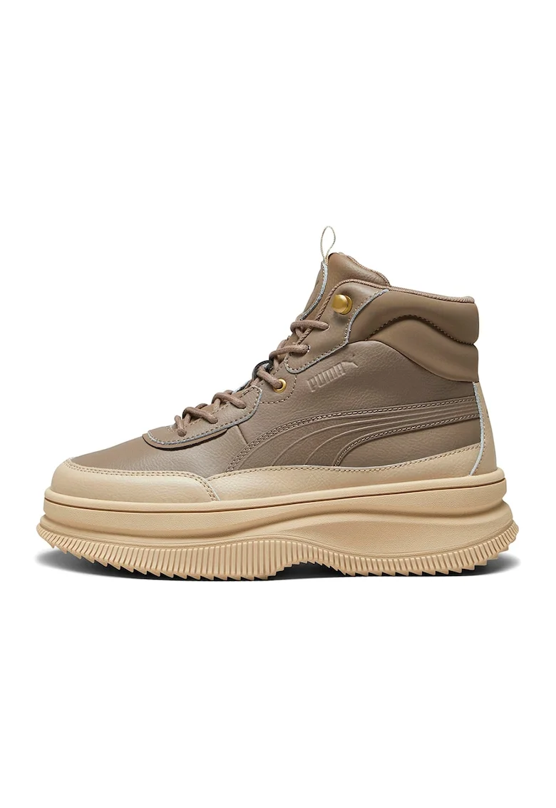 Ghete de piele si piele ecologica Mayra, Maro taupe/Maro camel