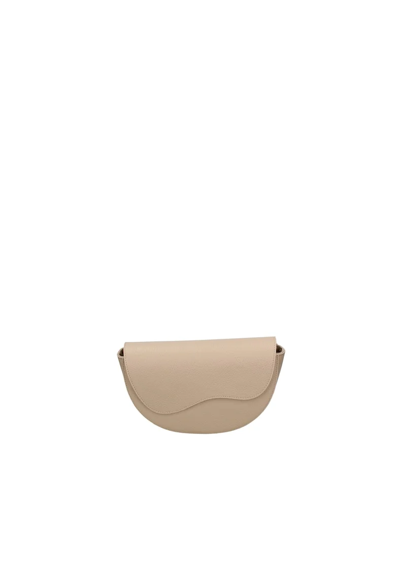 Borseta din piele cu clapa, Maro cognac