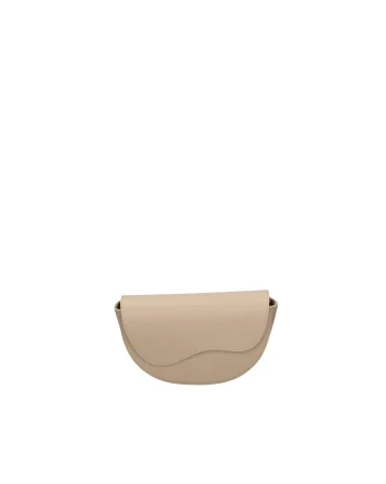 Borseta din piele cu clapa, Maro cognac