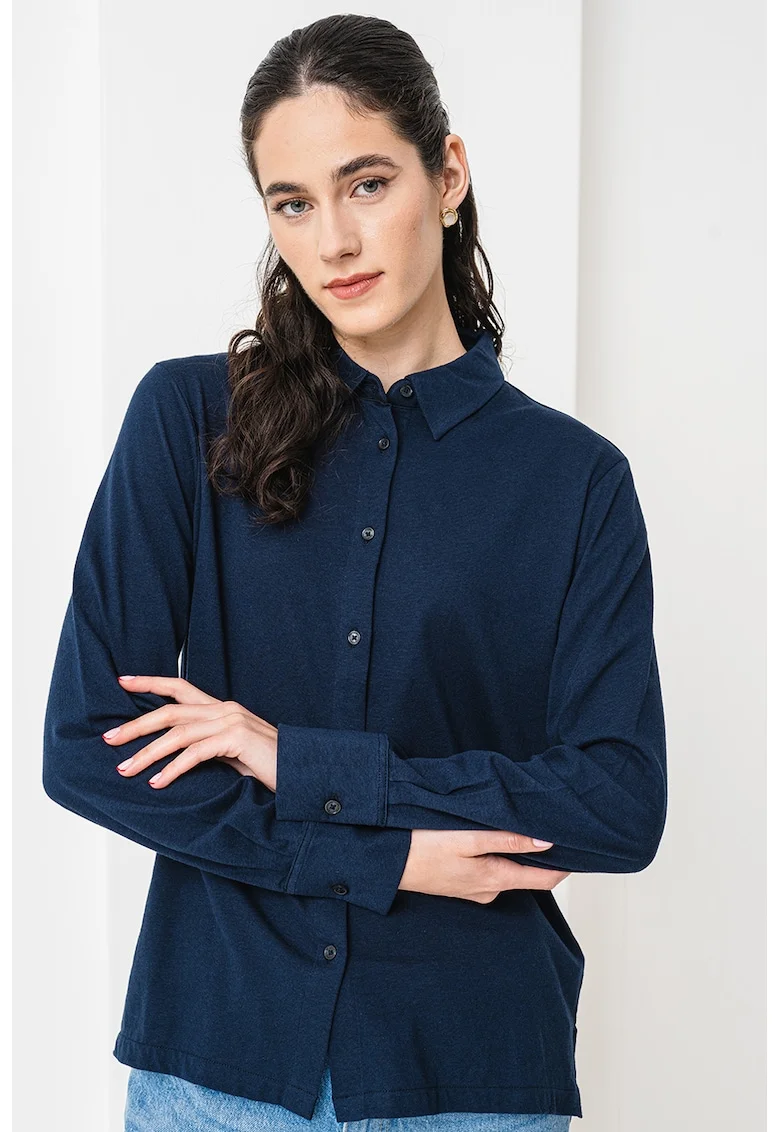 Camasa din amestec de bumbac organic Calico, Bleumarin