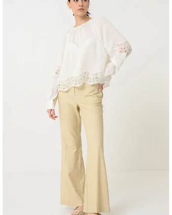 Bluza lejera cu maneci lungi, Alb
