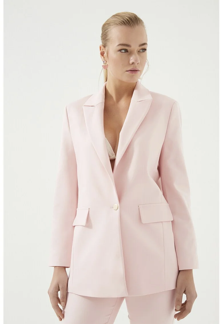 Sacou uni din amestec de bumbac, Roz pastel