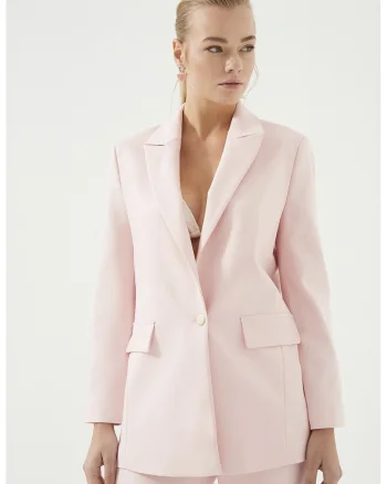 Sacou uni din amestec de bumbac, Roz pastel