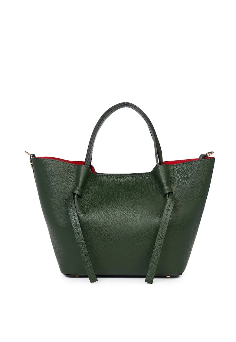 Geanta shopper din piele naturala Veronica, Verde