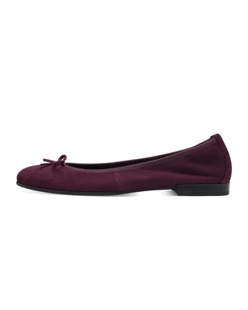Balerini din piele cu detalii cu funda, Violet inchis